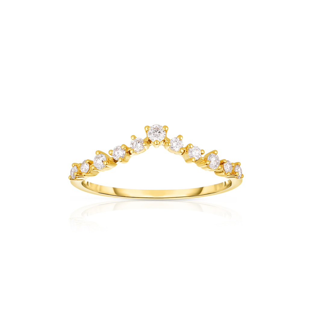 Sabel Collection Yellow Gold Diamond V Stacking Ring